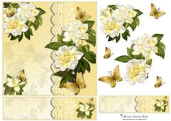Gardenias & Butterflies Card Front/topper