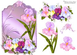 Spring Irises Shaped Decoupage Card Front