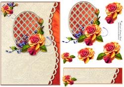 Beautiful Rose Scalloped Lattice Card Front