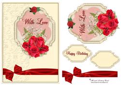 Rose Elegance Card Front & Topper