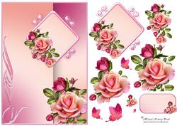 Sunrise Roses & Butterflies Decoupage Card Front/topper