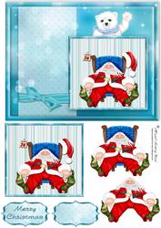 Tired Santa Decoupage Card Front/topper