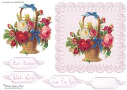 Vintage Lace & Flower Basket