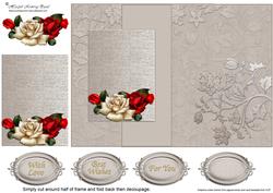 Roses on Damask Fold-back Card