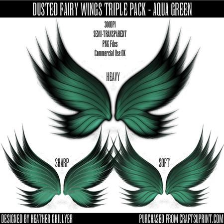 Dr00002 Dusted Fairy Wings Triple Pack - Aqua Green