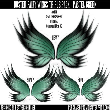 Dr00003 Dusted Fairy Wings Triple Pack - Pastel Green