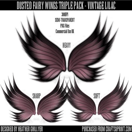 Dr00004 Dusted Fairy Wings Triple Pack - Vintage Lilac