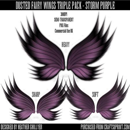 Dr00005 Dusted Fairy Wings Triple Pack - Storm Purple