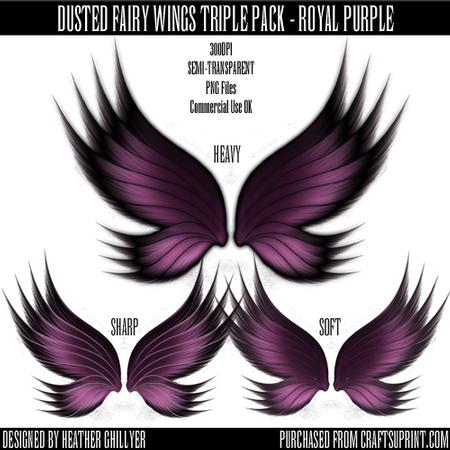 Dr00006 Dusted Fairy Wings Triple Pack - Royal Purple