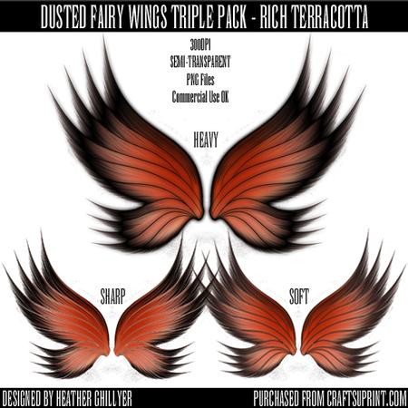Dr00009 Dusted Fairy Wings Triple Pack - Rich Terracotta