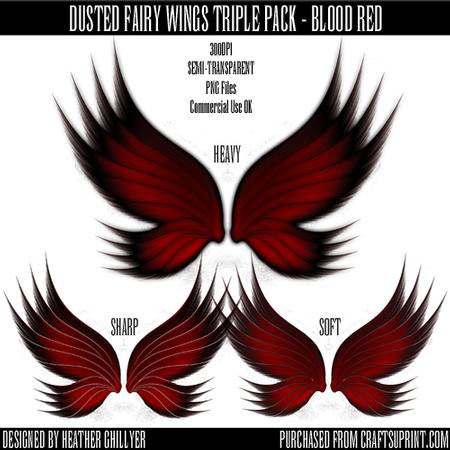 Dr00010 Dusted Fairy Wings Triple Pack - Blood Red