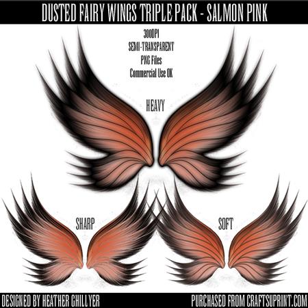Dr00008 Dusted Fairy Wings Triple Pack - Salmon Pink