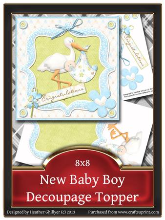 8x8 New Baby Boy Decoupage Topper 1