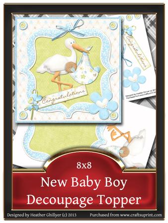 8x8 New Baby Boy Decoupage Topper 2