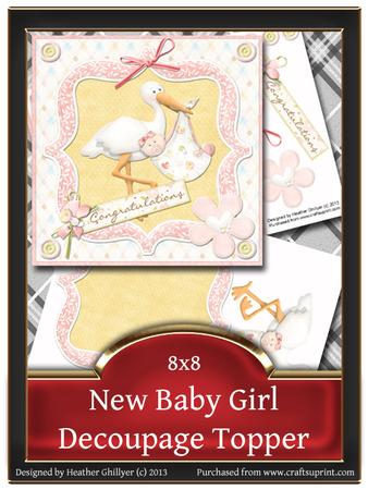 8x8 New Baby Girl Decoupage Topper 1