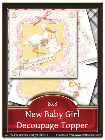 8x8 New Baby Girl Decoupage Topper 2