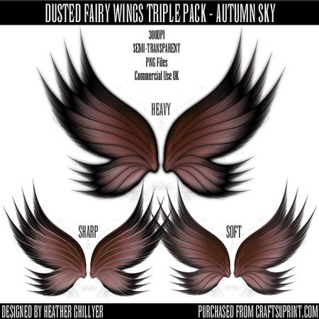 Dr00014 Dusted Fairy Wings Triple Pack - Autumn Sky
