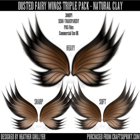 Dr00015 Dusted Fairy Wings Triple Pack - Natural Clay