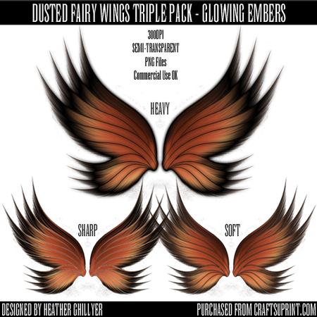 Dr00016 Dusted Fairy Wings Triple Pack - Glowing Embers
