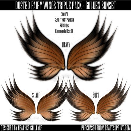 Dr00017 Dusted Fairy Wings Triple Pack - Golden Sunset