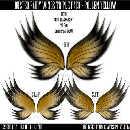 Dr00018 Dusted Fairy Wings Triple Pack - Pollen Yellow