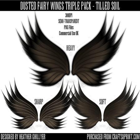 Dr00019 Dusted Fairy Wings Triple Pack - Tilled Soil