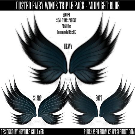 Dr00022 Dusted Fairy Wings Triple Pack - Midnight Blue