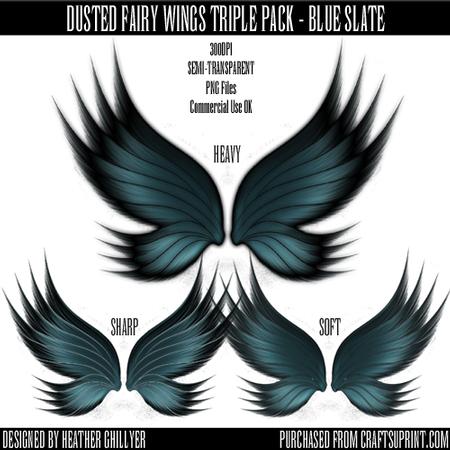 Dr00023 Dusted Fairy Wings Triple Pack - Blue Slate
