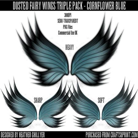Dr00024 Dusted Fairy Wings Triple Pack - Cornflower Blue
