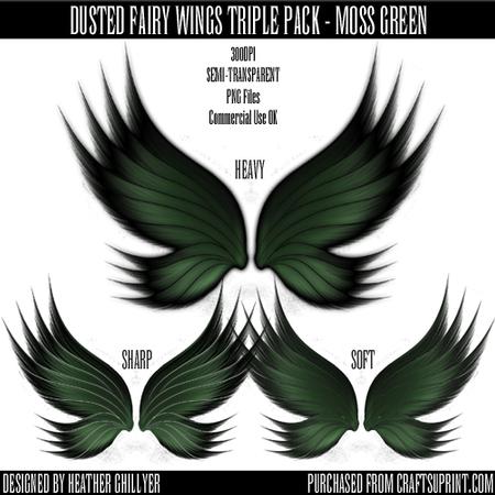 Dr00025 Dusted Fairy Wings Triple Pack - Moss Green