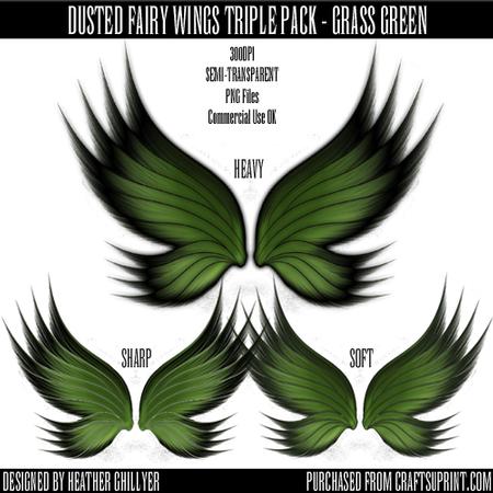 Dr00026 Dusted Fairy Wings Triple Pack - Grass Green