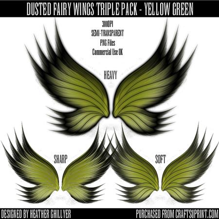 Dr00027 Dusted Fairy Wings Triple Pack - Yellow Green