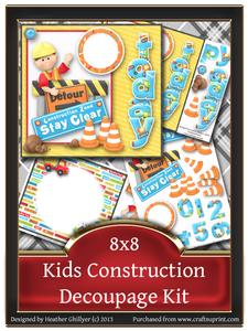 8x8 Kids Construction Decoupage Kit