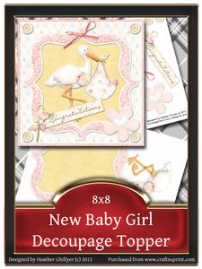 8x8 New Baby Girl Decoupage Topper 1