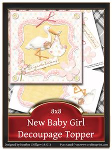 8x8 New Baby Girl Decoupage Topper 2