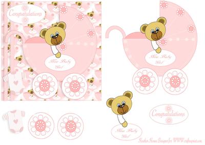 Baby Girl Bear Pram
