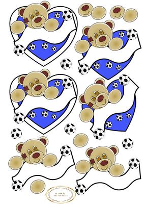 Footie Bear Hearts Plain Banner Blue and White
