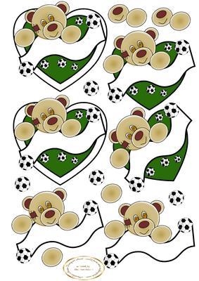 Teddy Footballer Banners Green and White