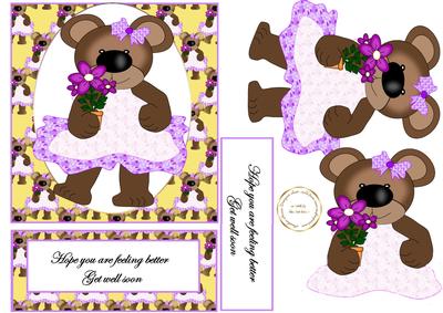 Get Well Flower Bear Easel Card