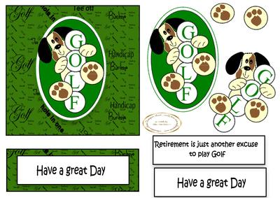 Muffin Plays Golf Easel Card