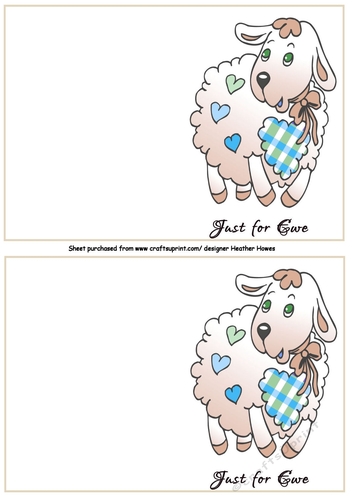just for ewe 2 to a page notelet