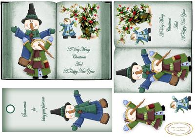Christmas Book with Snowmen and Bookmark