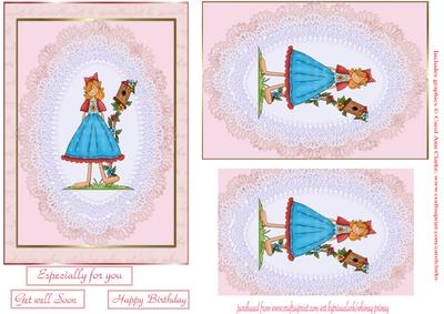 Garden Girl with Bird House on Lace