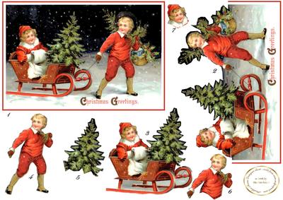 Step by Step Bringing Home the Tree Vintagechildren