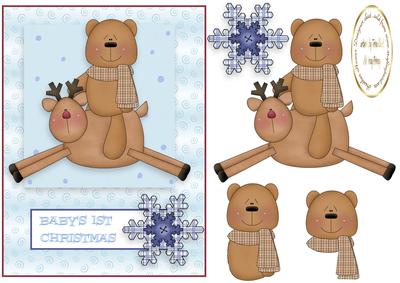 Boy First Christmas Teddy on a Reindeer