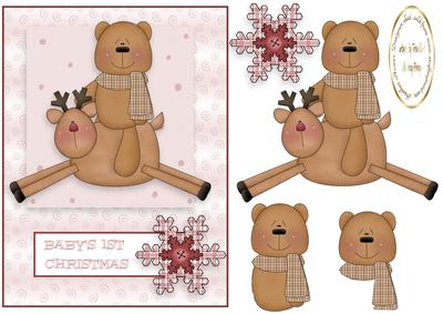 Babys First Christmas Reindeer Bear Girl