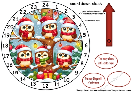 advent clock christmas tree owls