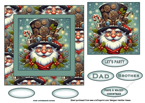 steampunk santa card front