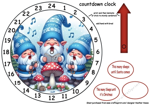 new advent count down clock a Christmas singing gnomes blue