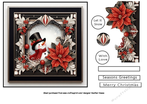 art deco style snowman christmas card 